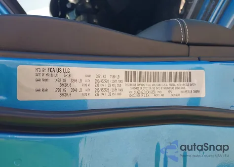 2018 Dodge Durango Srt Awd z USA, uszkodzony, nr VIN 1C4SDJGJ3JC416058